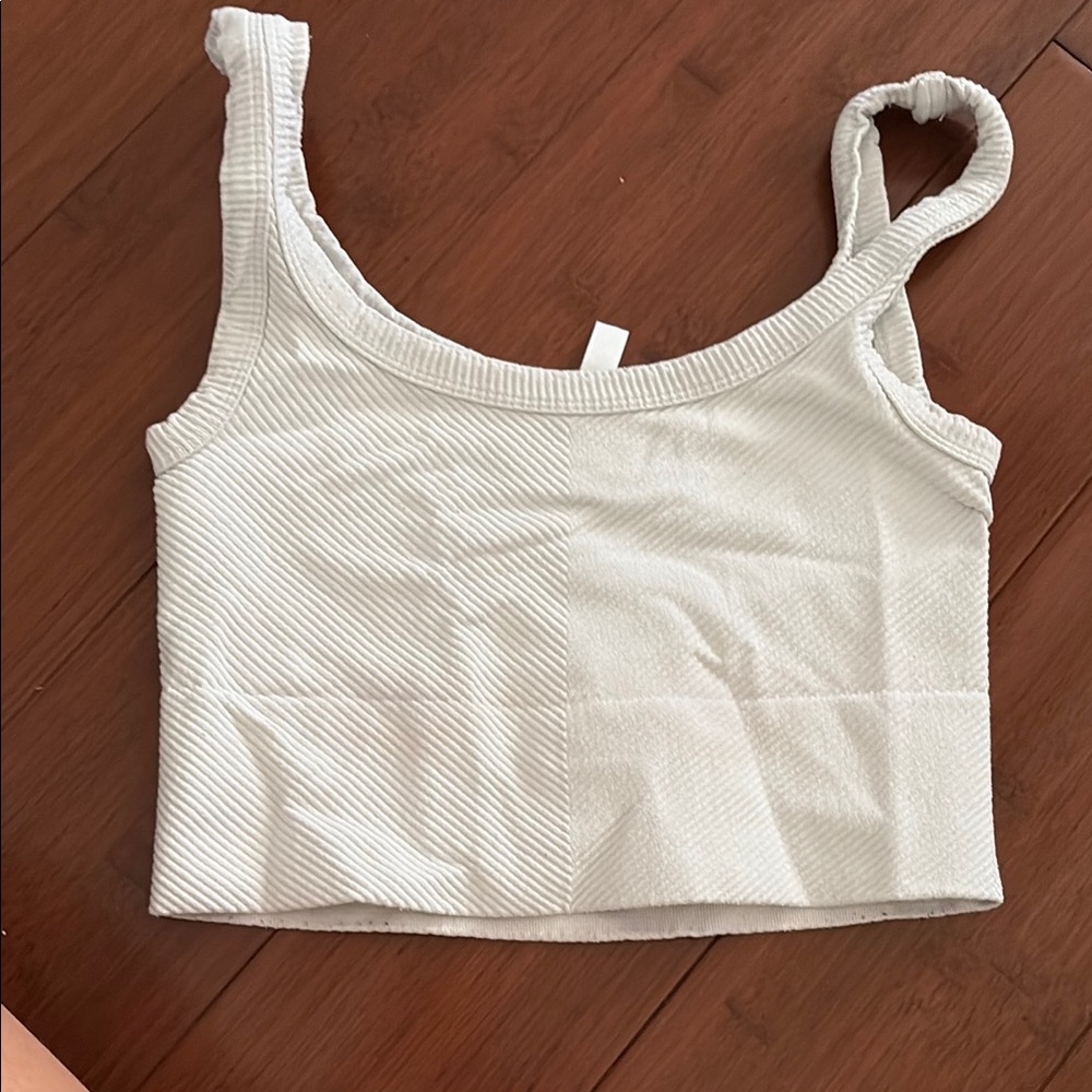 White Ribbed Women's Crop Top